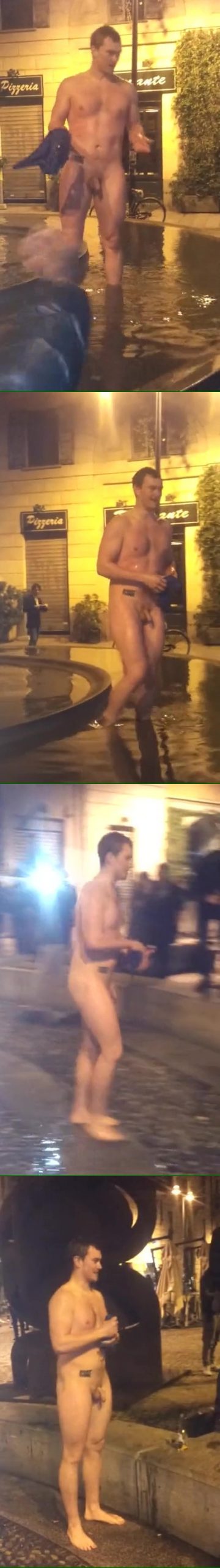 guy stripped naked in a fountain in public