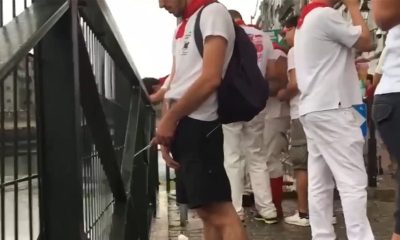 hung guy caught pissing in public during bayonne feria
