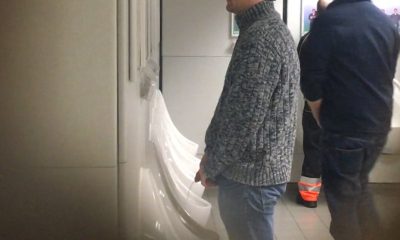 uncut man caught peeing in busy restroom