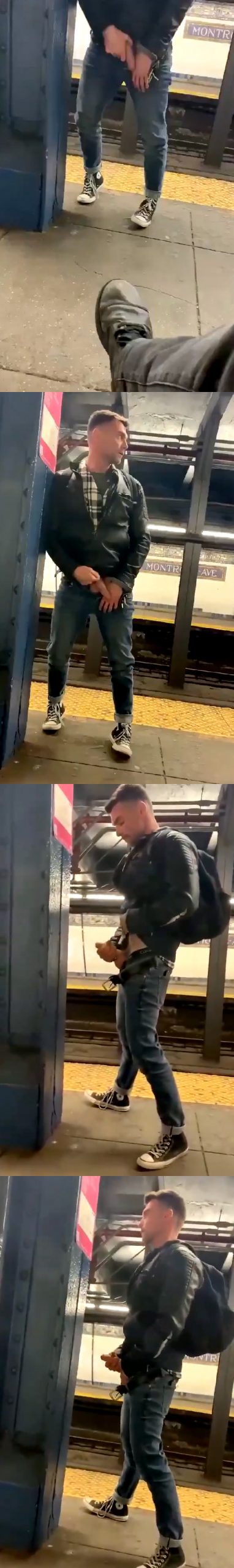 guy jerking off in public in the subway