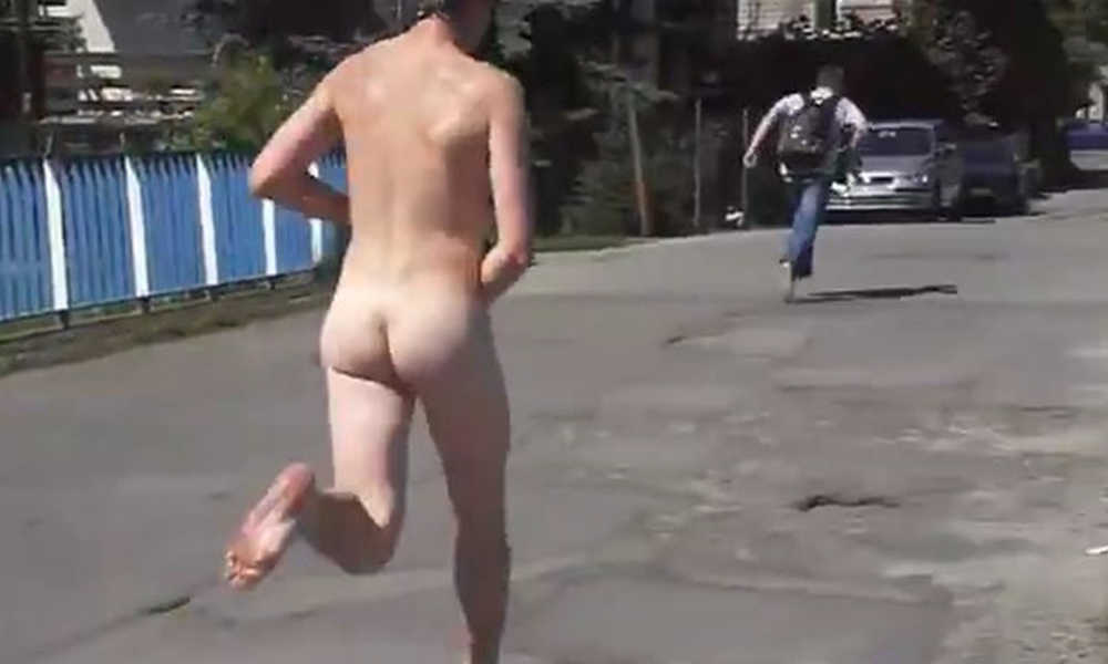 guy running naked in public after stolen clothes