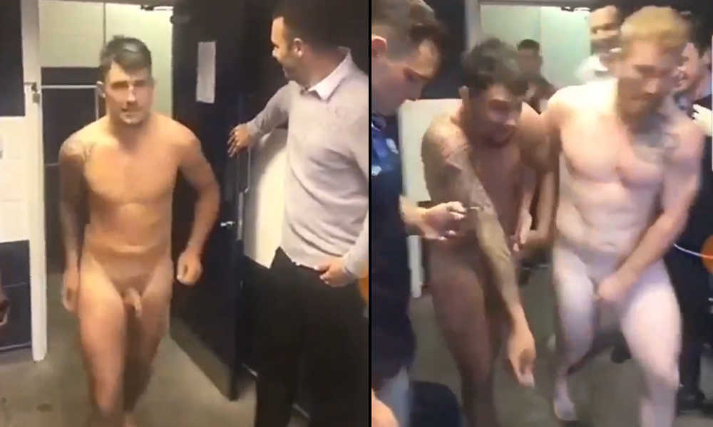 naked ruggers running out of the shower