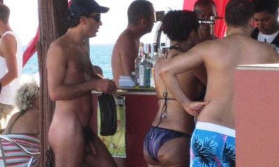 nudist man at the beach bar