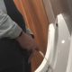 tall hung uncut guy caught peeing urinal