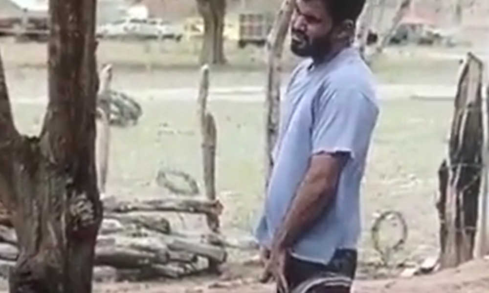 bearded guy peeing and shaking cock in public