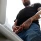 sexy thug guy peeing in public toilet