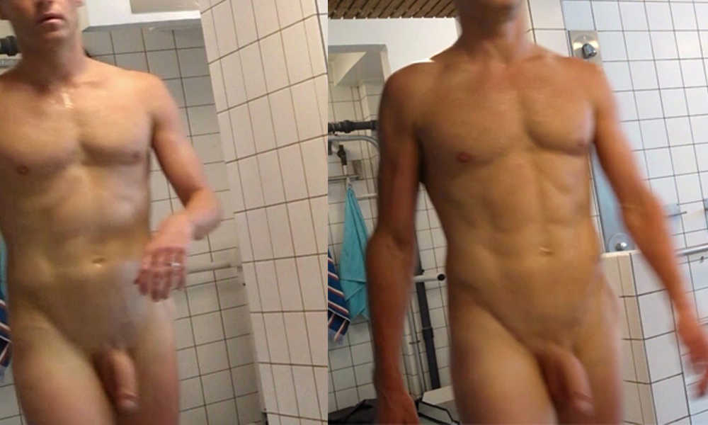 guy with huge dick caught naked in shower
