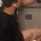 handsome guy with huge cock caught wanking in public toilet