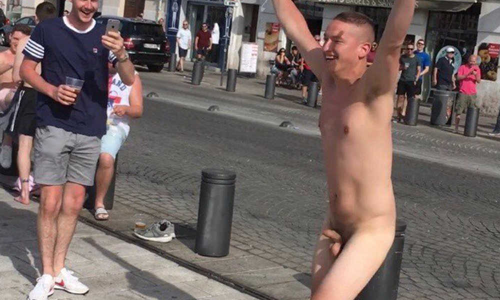 naked guy showing off in public