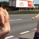 two guys flashing cocks and butts on the road