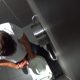 uncut guy caught peeing at gas station public toilet