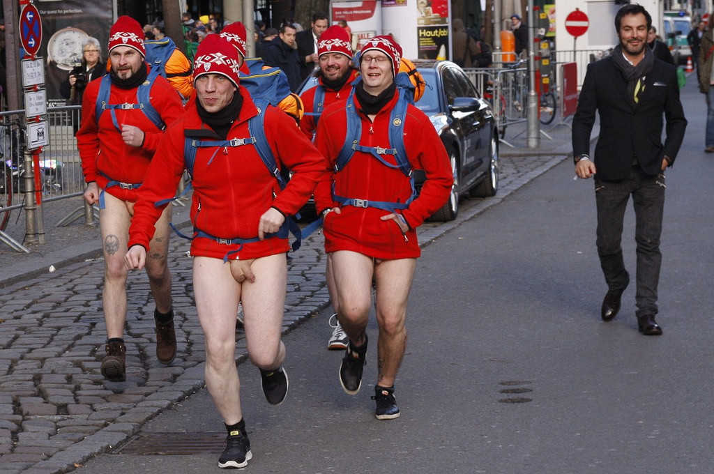 guys running with dicks out in public