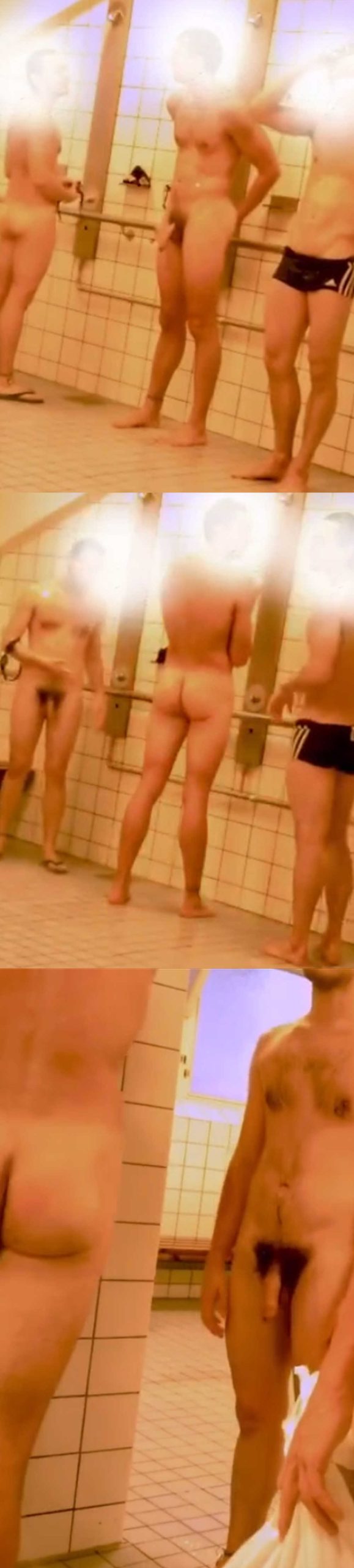hung guys caught by hidden cam in communal shower