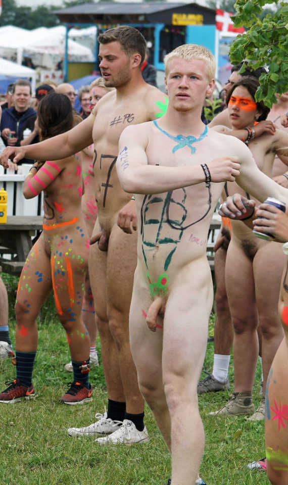 nude guys in public with big dicks body painting