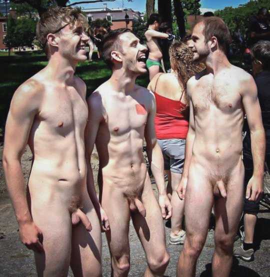 three naked guys in public at wnbr