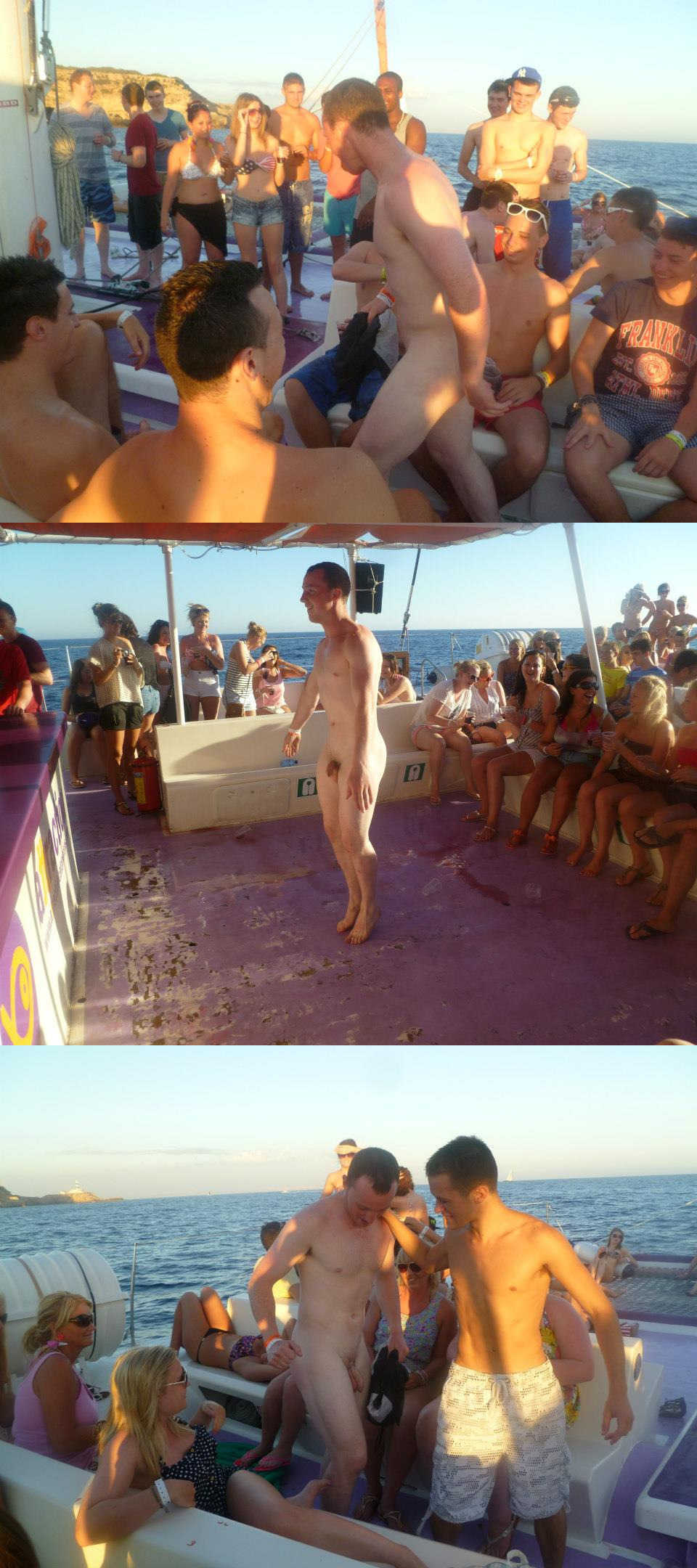 straight guy dancing naked on a boat for the girls