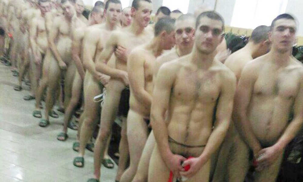 group of army guys naked for medical exam