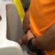 guy with big cut cock caught peeing urinal by spycam