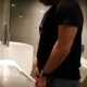guy with thick uncut dick caught peeing at urinals