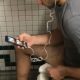 horny guy caught wanking his huge hard cock in public toilet