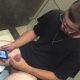 guy in glasses caught wanking in public toilet