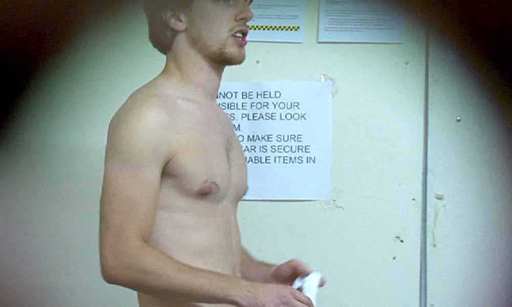 spy on a hot footballer caught naked in locker room