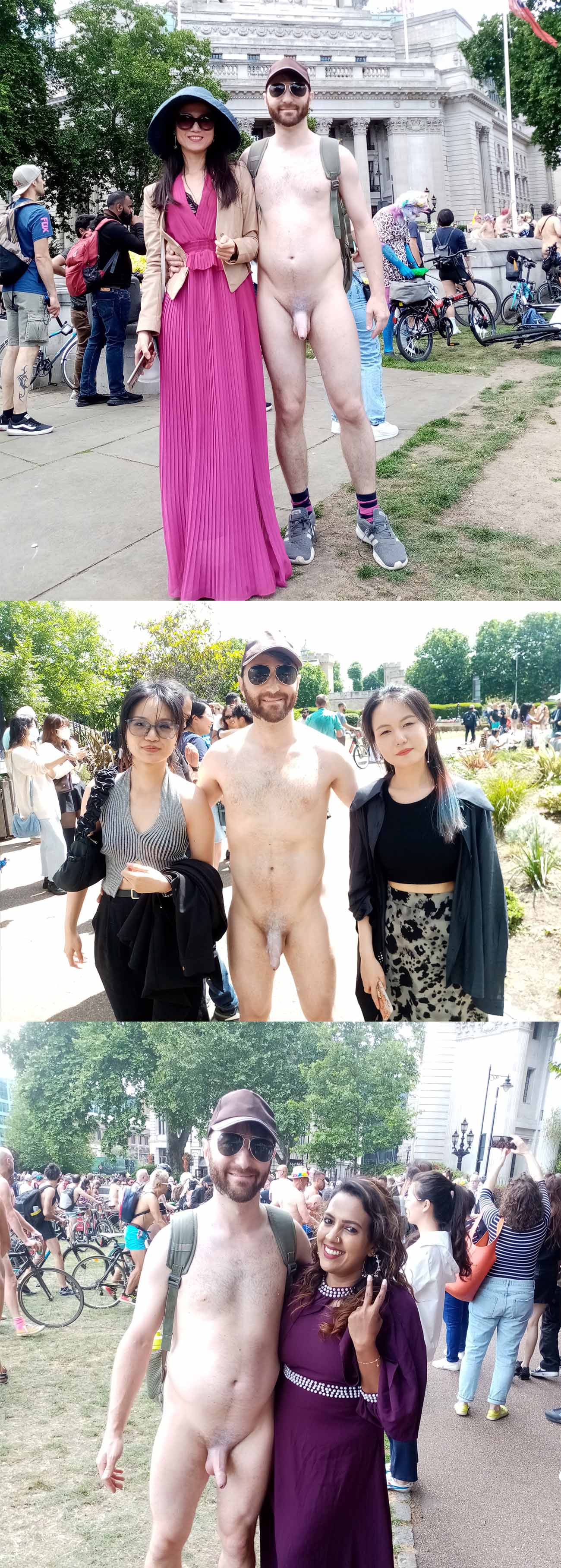 straight guy taking nude selfies with girls at WNBR