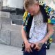 drunk guy caught peeing in public in front of people