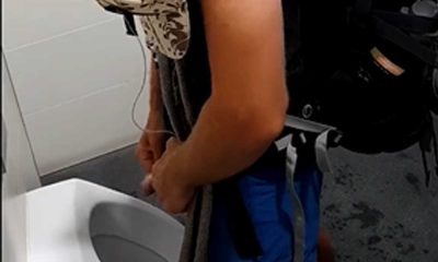 german guy caught peeing at urinals