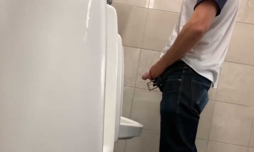 big cock guy caught peeing secretly at urinals by spycam