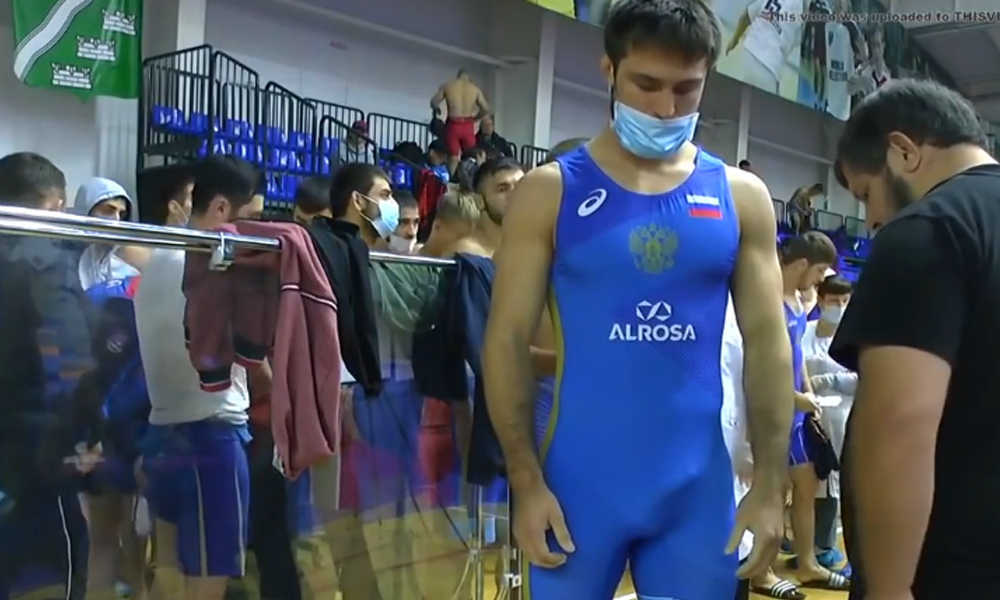 russian wrestler with boner