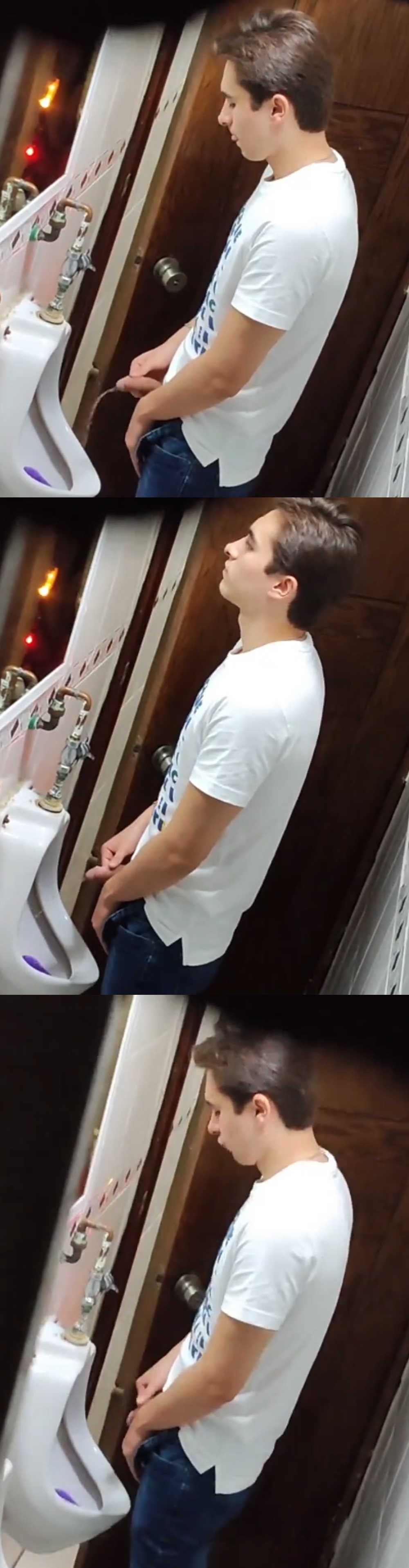 hung guy caught peeing by hidden cam in club public toilet