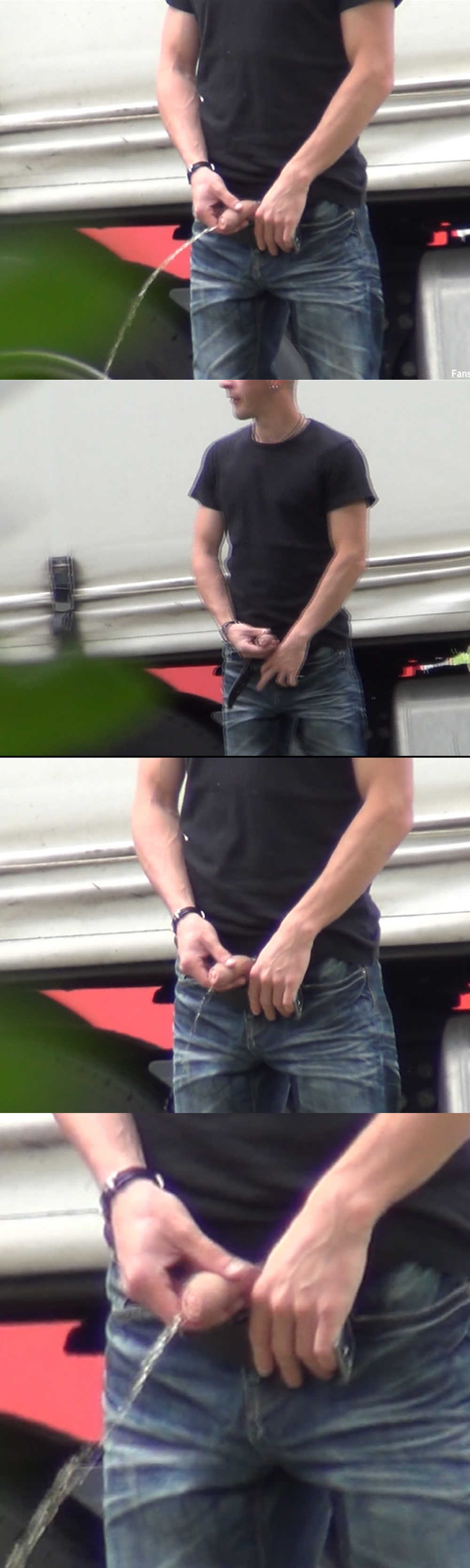 hung uncut trucker caught peeing by spycam in public