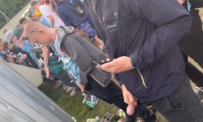straight guys pissing in public during music festival