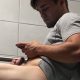 cute guy caught jerking off in a public toilet by hidden camera