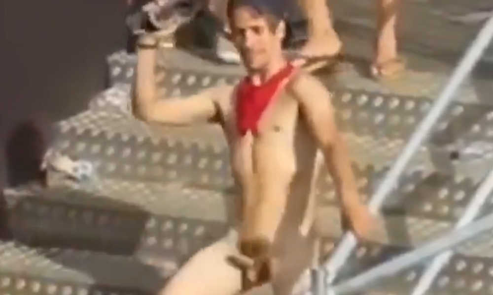 straight guy dancing naked at music festival