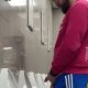 bearded guy with big dick spied while peeing at urinal