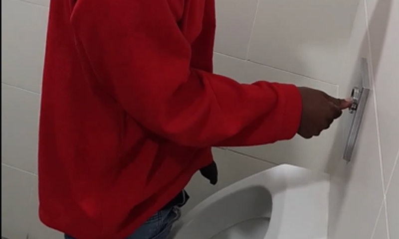 hot straight black guy caught peeing at urinals