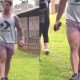 hot guy with huge bulge walking in the park
