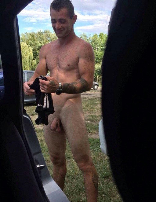 catching his straight friend undressing out of the car