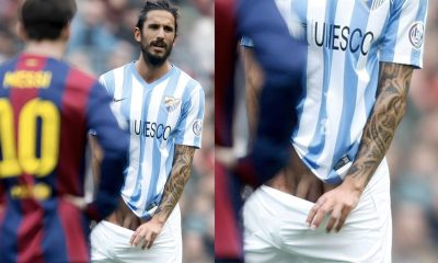 footballer Marcos Angeleri accidentally shows his cock on the pitch