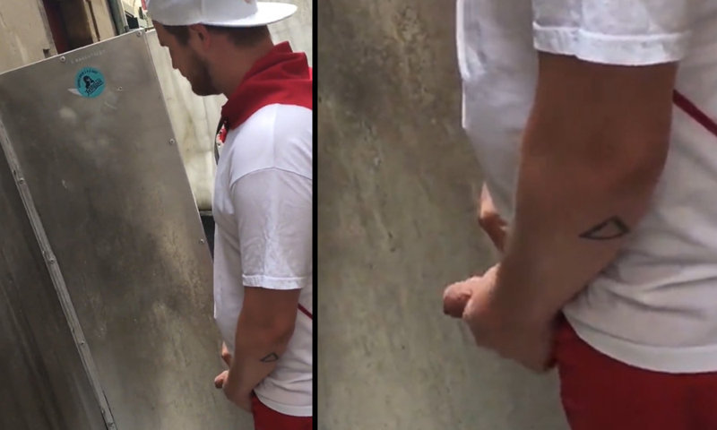 hung uncut straight dude caught peeing during feria