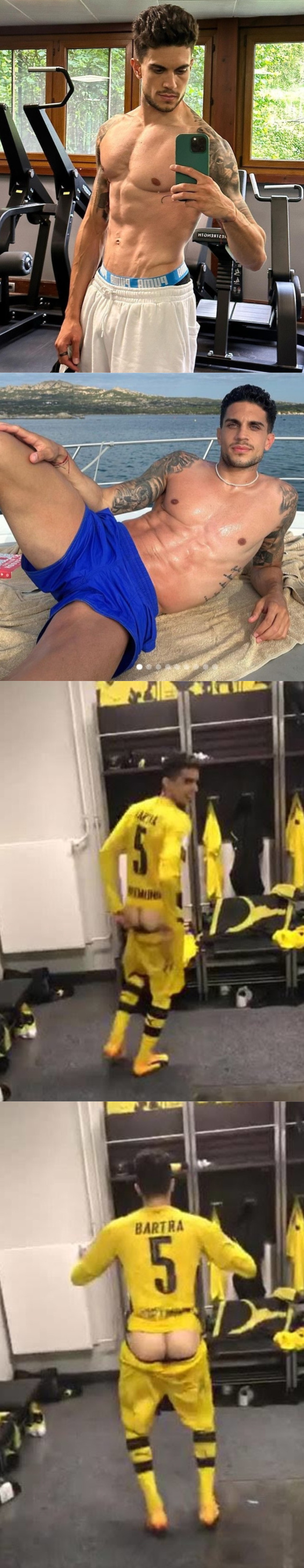 spanish footballer Marc Bartra flashing ass in locker room