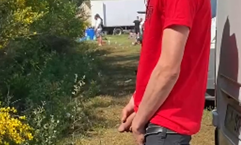 guy with enormous dick caught peeing in public during music festival