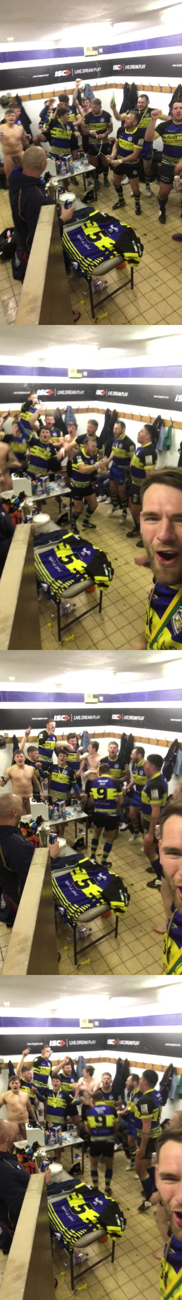 rugger enjoys showing off his dick in the locker room