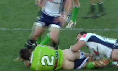 Rugby player Matt Ward pantsed during game reveals his ass