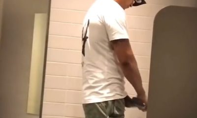 hot latin dude captured on video secretly while peeing at urinals
