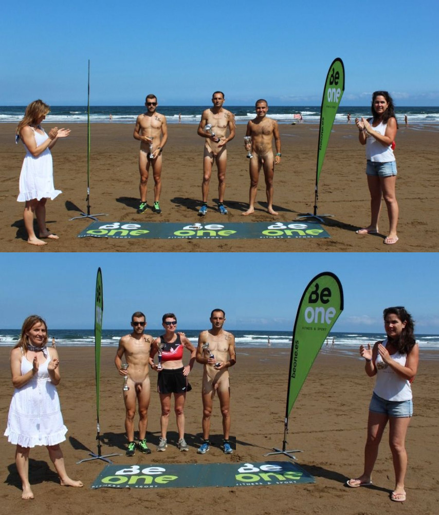 naked guys during beach run competition