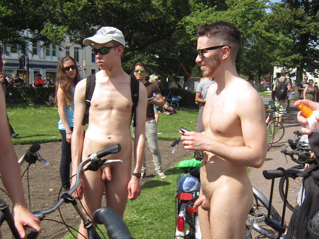 two uncut guys naked in public for WNBR