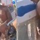 Big uncut cock pissing at the beach